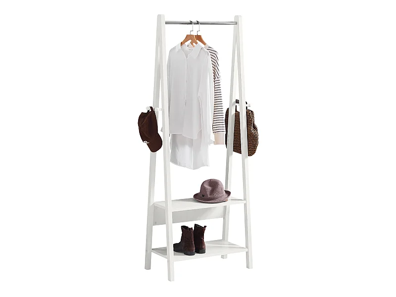 SoBuy guardaroba, appendiabiti con due ripiani colore: bianco FRG59-W
