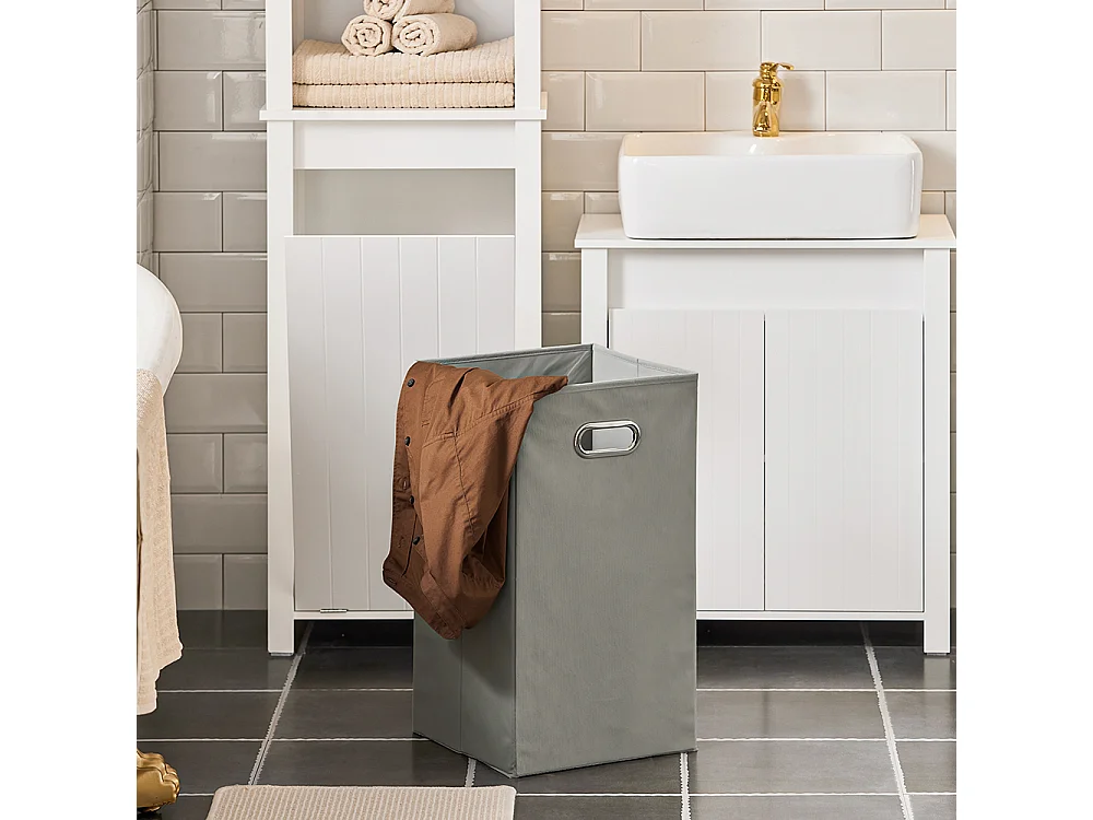 Armario Alto baño Mueble Columna de baño con 3 estantes y 1 cesto 45 x 35 x 171 cm Blanco BZR102-W SoBuy ES