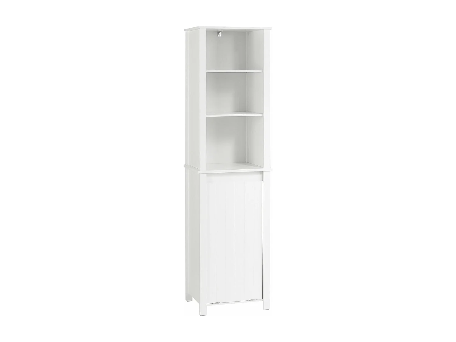 SoBuy BZR102-W Meuble Colonne de Salle de Bain, Armoire Haute, Colonne de Rangement, Meuble Salle de Bain, 3 Étagères, 1 Panier à Linge Amovible