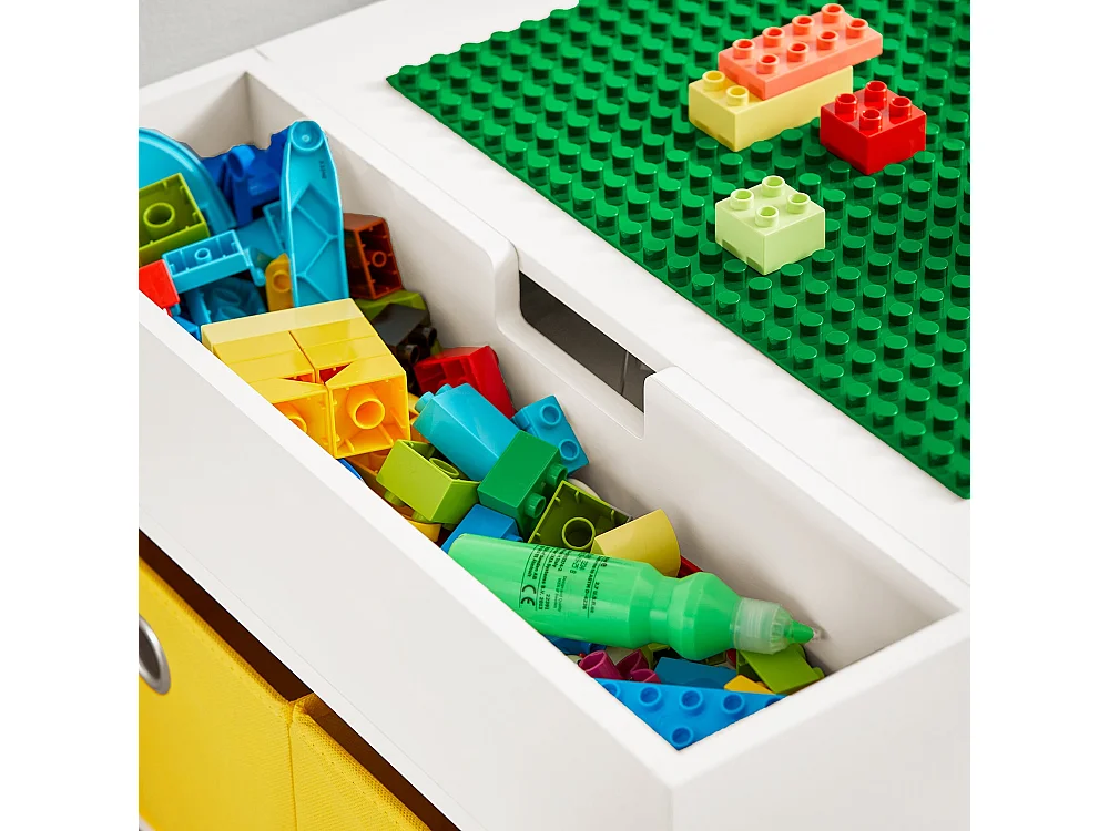 Juego de Mesa Infantil y 2 Sillas de Madera Organizador de Juguetes Multifuncional con 8 Cestas y 1 Compartimiento 87 x 50 x 50 cm KMB75-W SoBuy ES