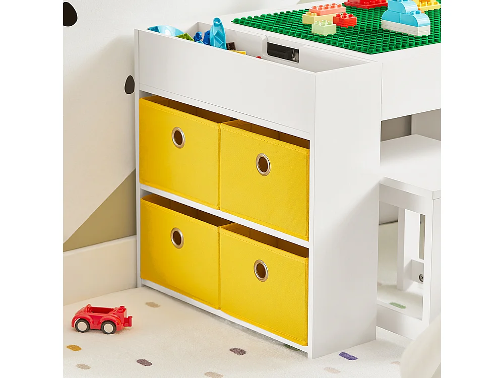 Juego de Mesa Infantil y 2 Sillas de Madera Organizador de Juguetes Multifuncional con 8 Cestas y 1 Compartimiento 87 x 50 x 50 cm KMB75-W SoBuy ES