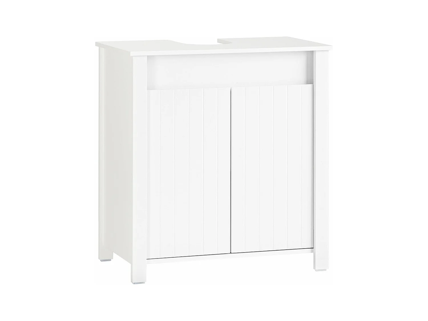 SoBuy BZR101-W Meuble sous Lavabo de Salle de Bain, Meuble sous Évier, Meuble de Rangement, Meuble Évier de Cuisine avec 2 Portes, Blanc