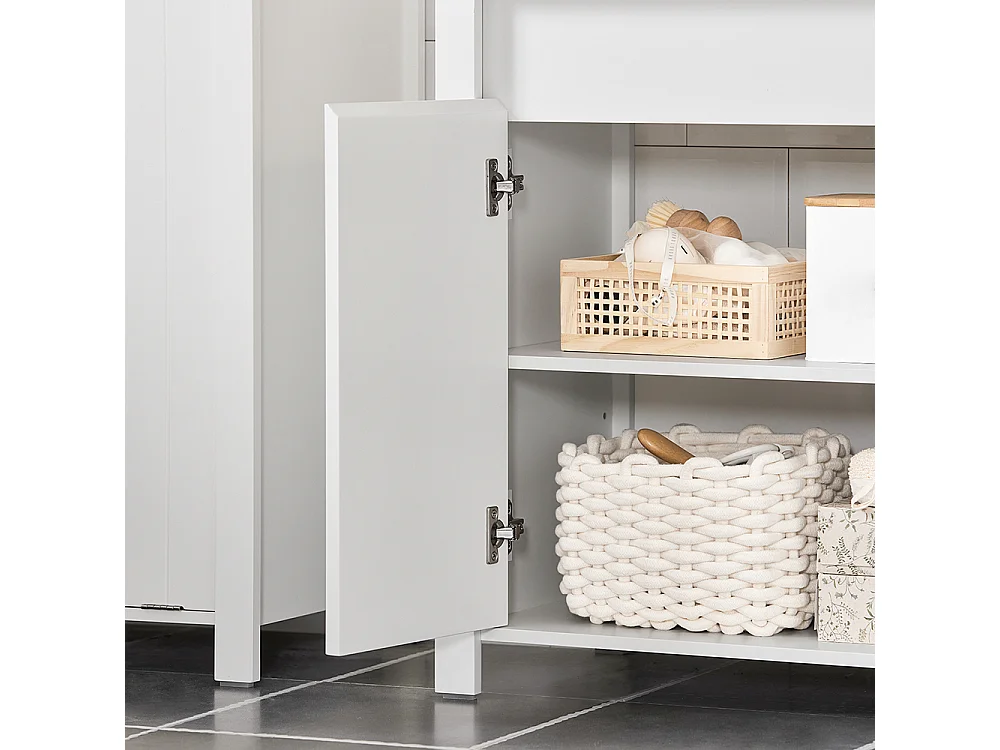 SoBuy BZR101-W Meuble sous Lavabo de Salle de Bain, Meuble sous Évier, Meuble de Rangement, Meuble Évier de Cuisine avec 2 Portes, Blanc