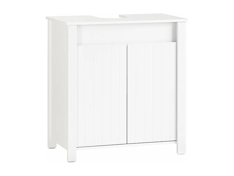 SoBuy BZR101-W Meuble sous Lavabo de Salle de Bain, Meuble sous Évier, Meuble de Rangement, Meuble Évier de Cuisine avec 2 Portes, Blanc