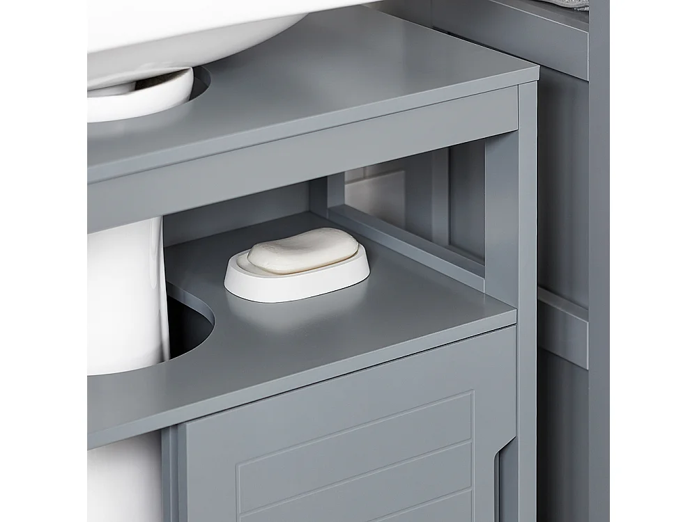 SoBuy RG128-II-SG Onderbouwkast Onderbouwkast Badkameronderbouwkast Afdekking anti-vochtigheid wastafelmeubel, Grijs