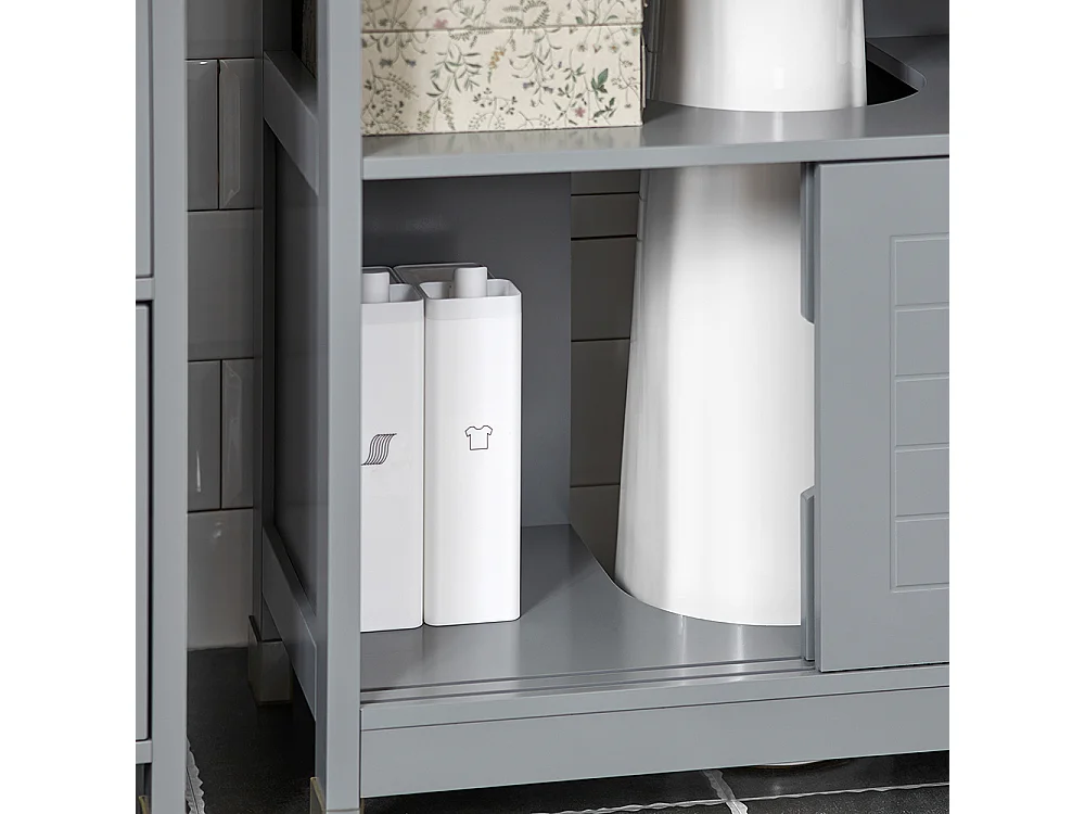 SoBuy RG128-II-SG Onderbouwkast Onderbouwkast Badkameronderbouwkast Afdekking anti-vochtigheid wastafelmeubel, Grijs