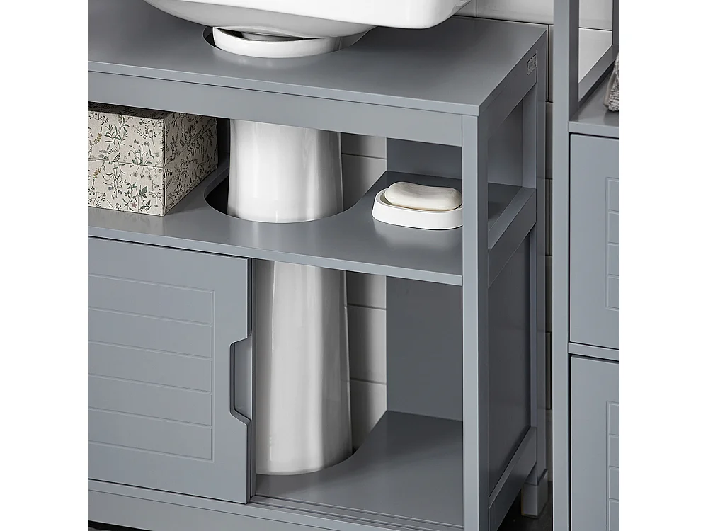 SoBuy RG128-II-SG Onderbouwkast Onderbouwkast Badkameronderbouwkast Afdekking anti-vochtigheid wastafelmeubel, Grijs