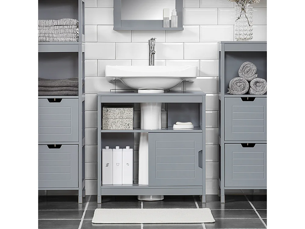 SoBuy armário de banheiro, Armário de banheiro sob a pia, Armário de lavagem FRG128-II-SG