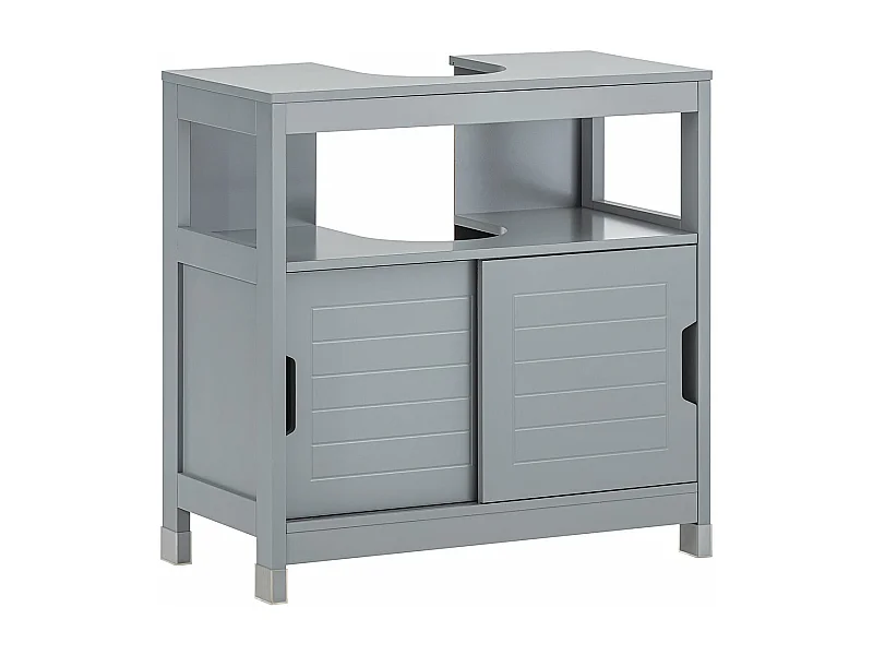 Mueble para Debajo del Lavabo Armario de Baño de Suelo 1 Estante y 2 Puertas Correderas 60 x 30 x 60 cm Gris FRG128-II-SG SoBuy ES
