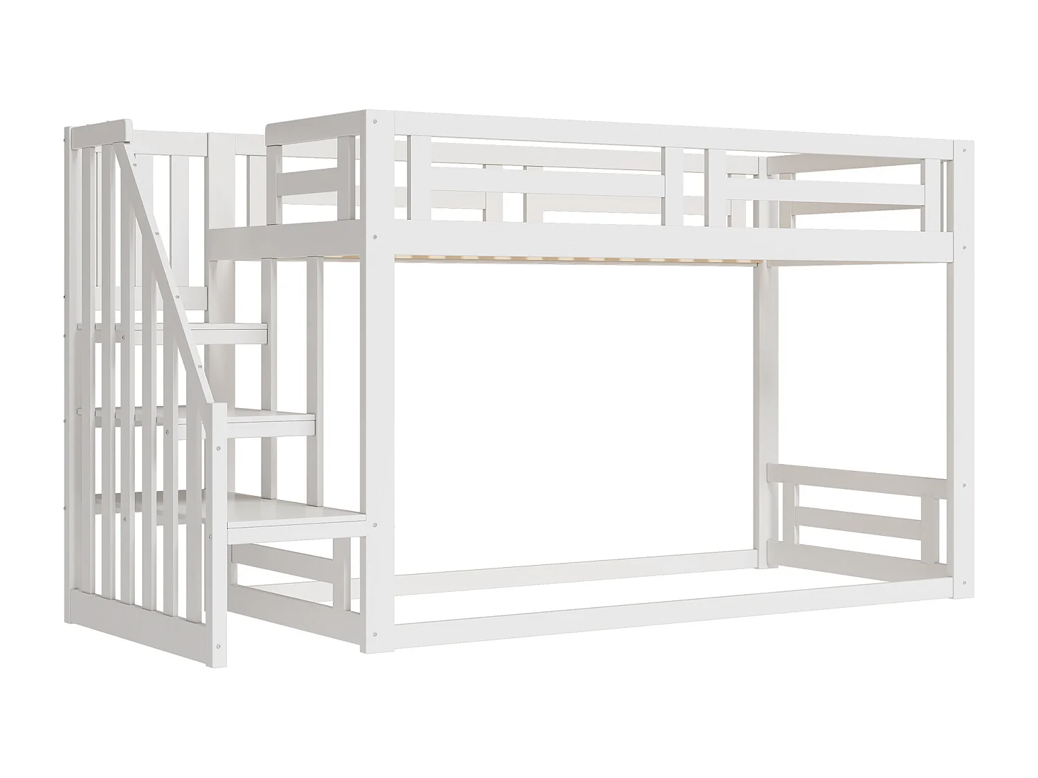 Letto soppalcato per bambini 90×200 cm - con scala e rete a doghe - bianco