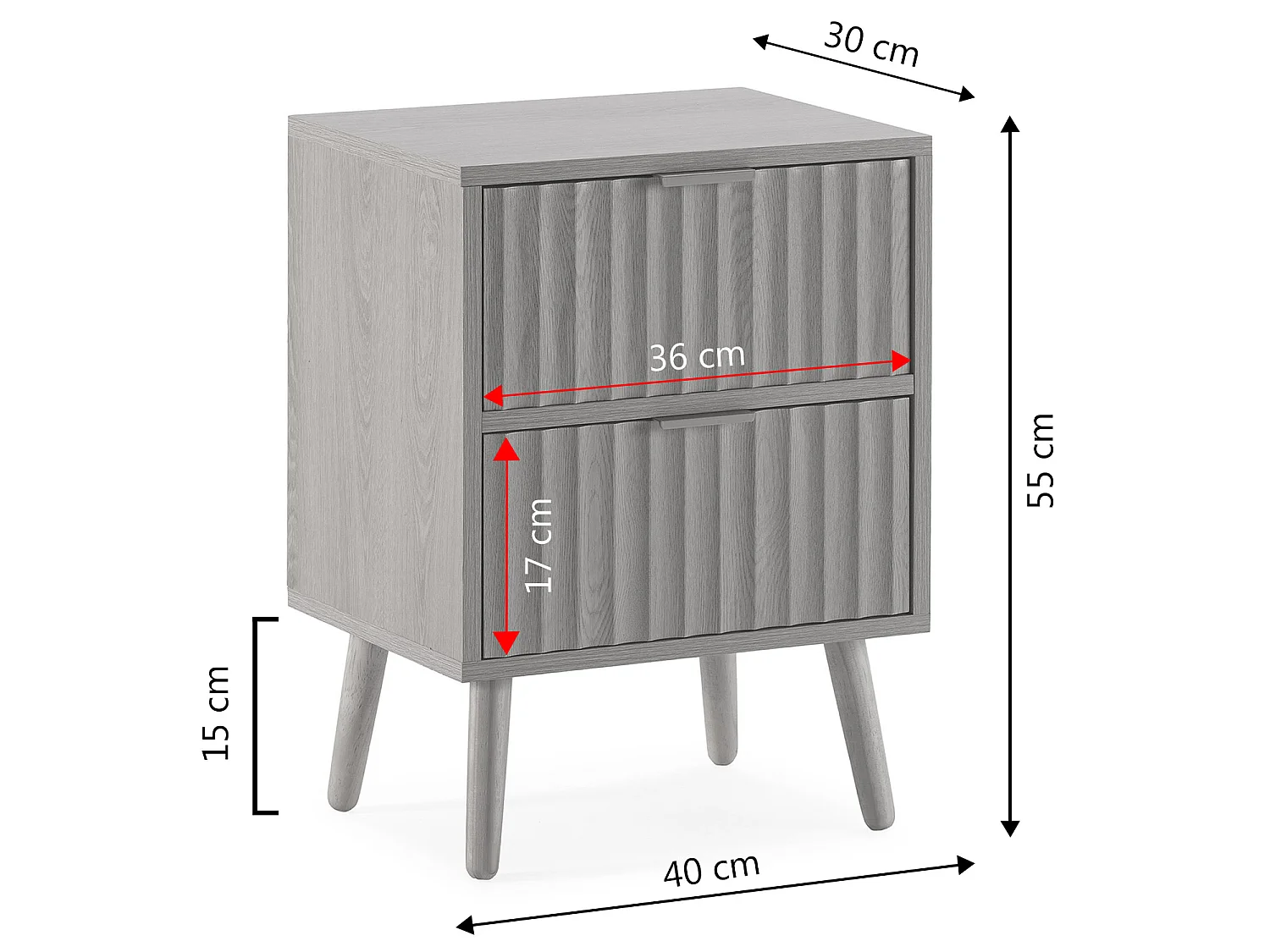 Comodino Lluvia 2 cassetti color rovere