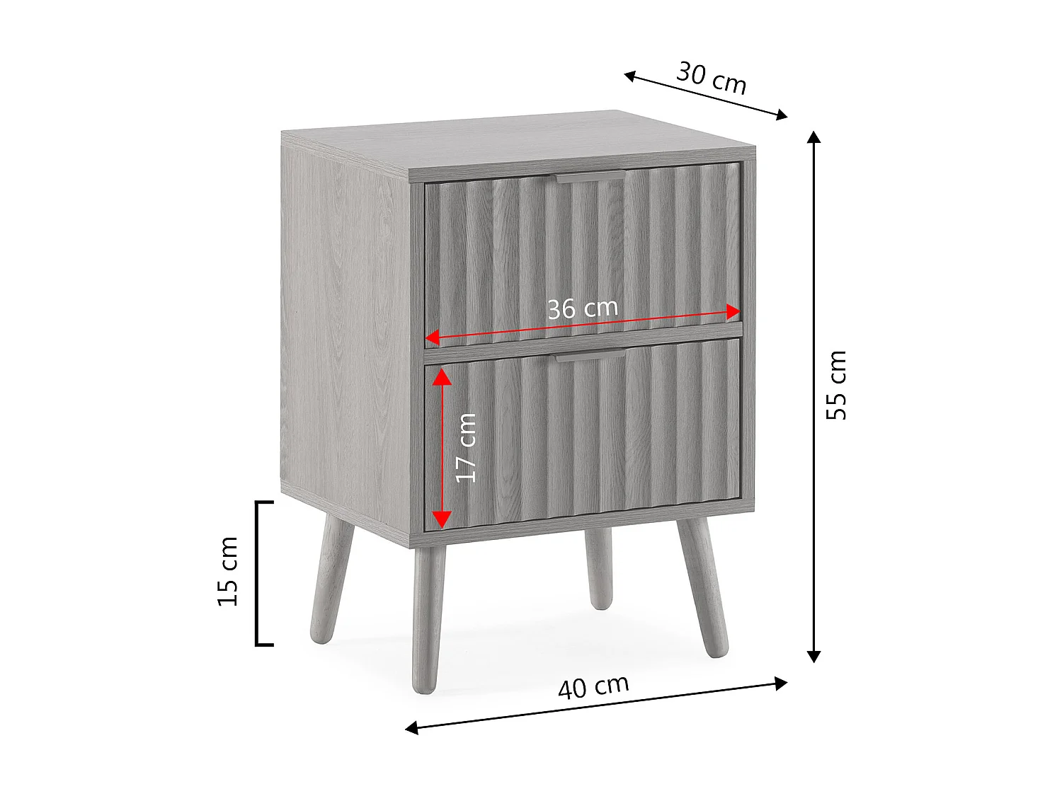 Nachttisch Lluvia 2 Schubladen Eiche farbe