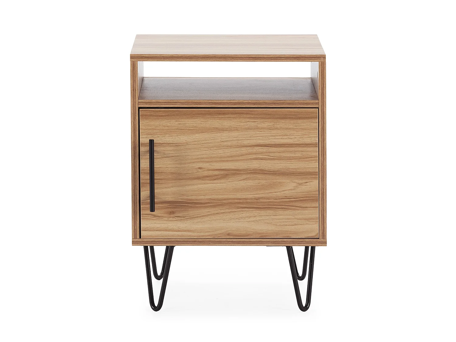 Nachtkastje Alma 1 deur houtkleur, metalen poten