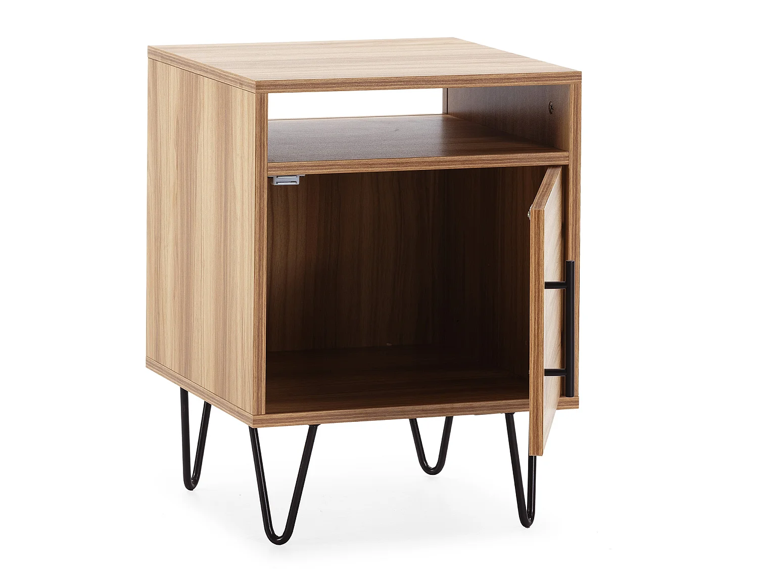 Table de chevet Alma 1 porte coloris bois, pieds métal