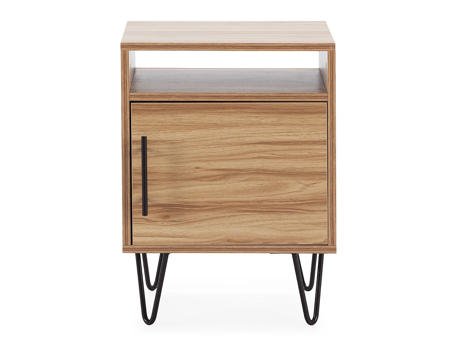 Table de chevet Alma 1 porte coloris bois, pieds métal