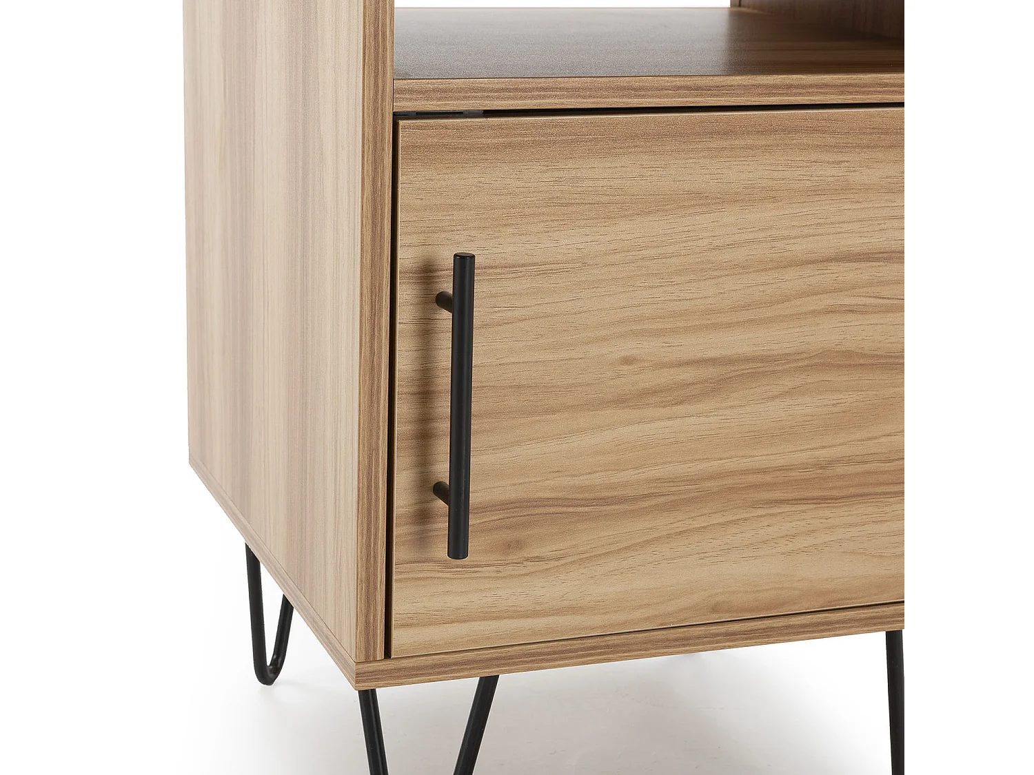 Table de chevet Alma 1 porte coloris bois, pieds métal