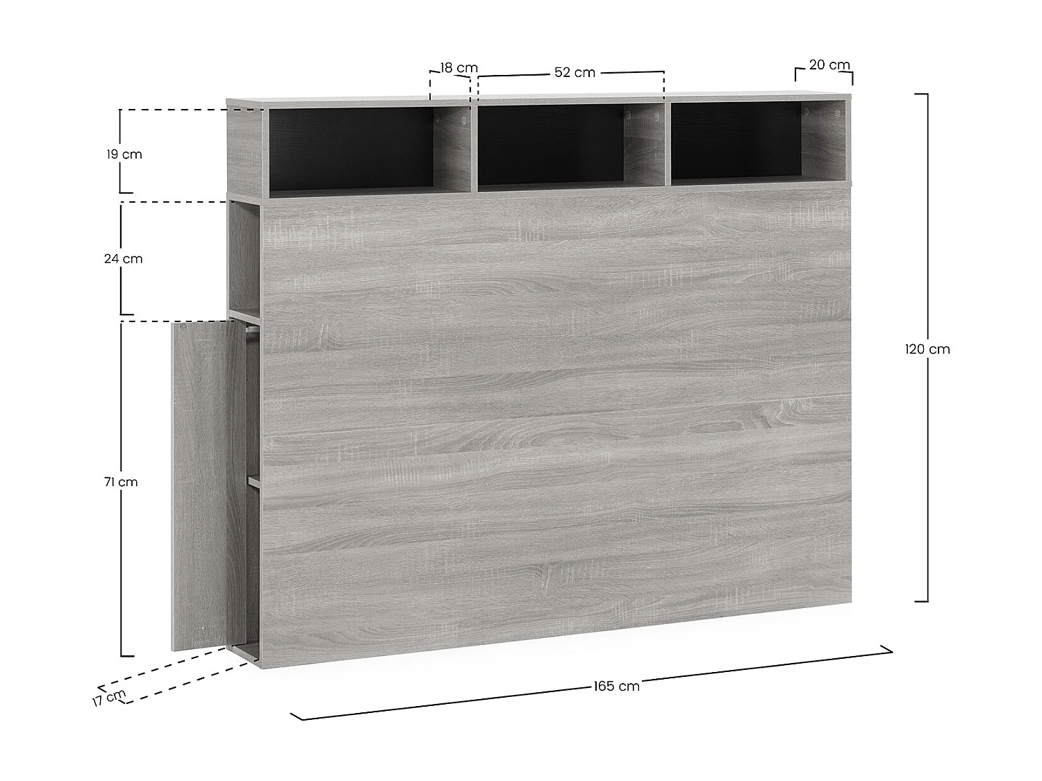 Cabeceira de cama Zeus 165 cm branca, 2 portas 9 nichos