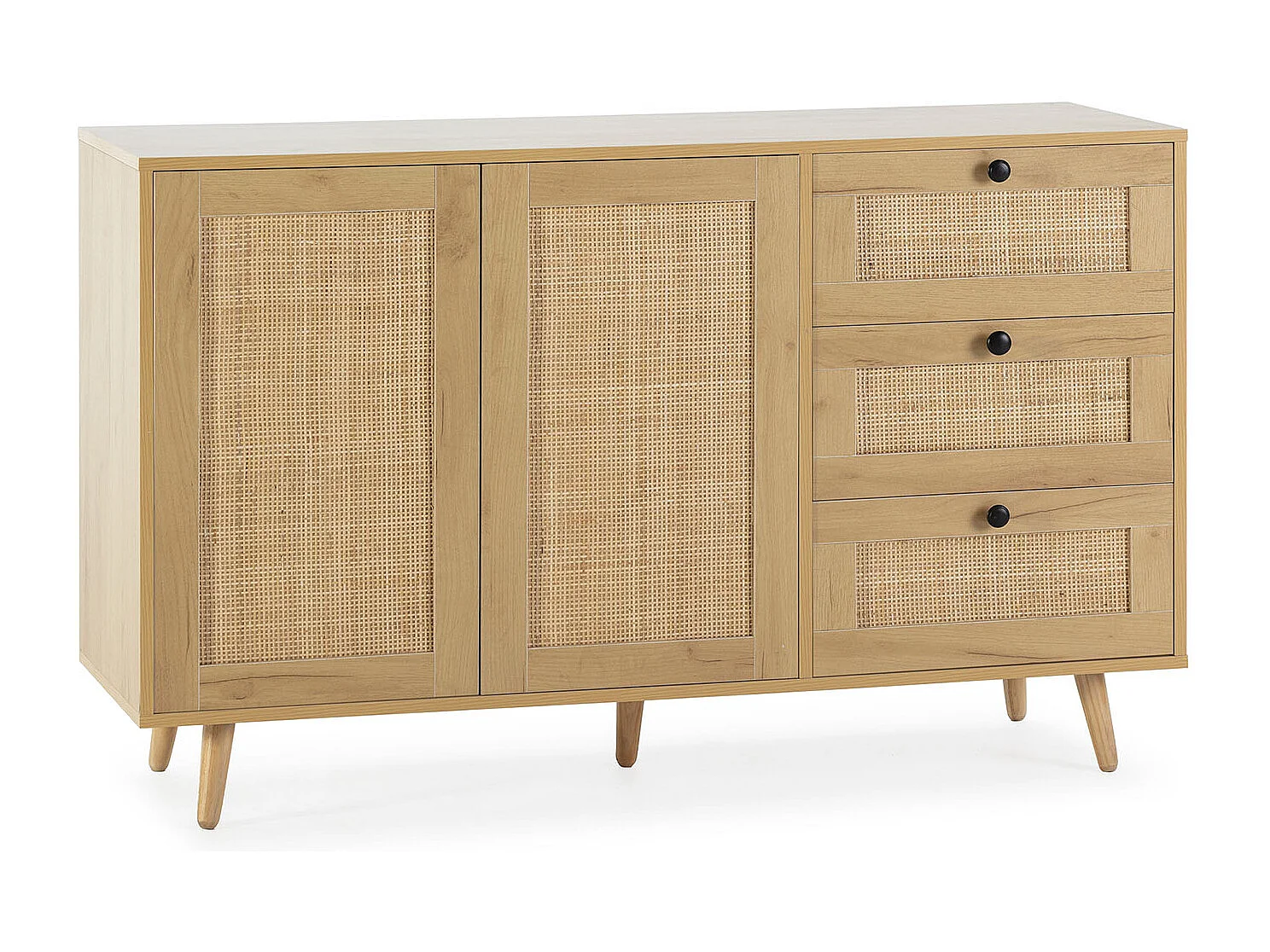 Dressoir Bella 3 laden en 2 deuren eiken kleur, 120 cm