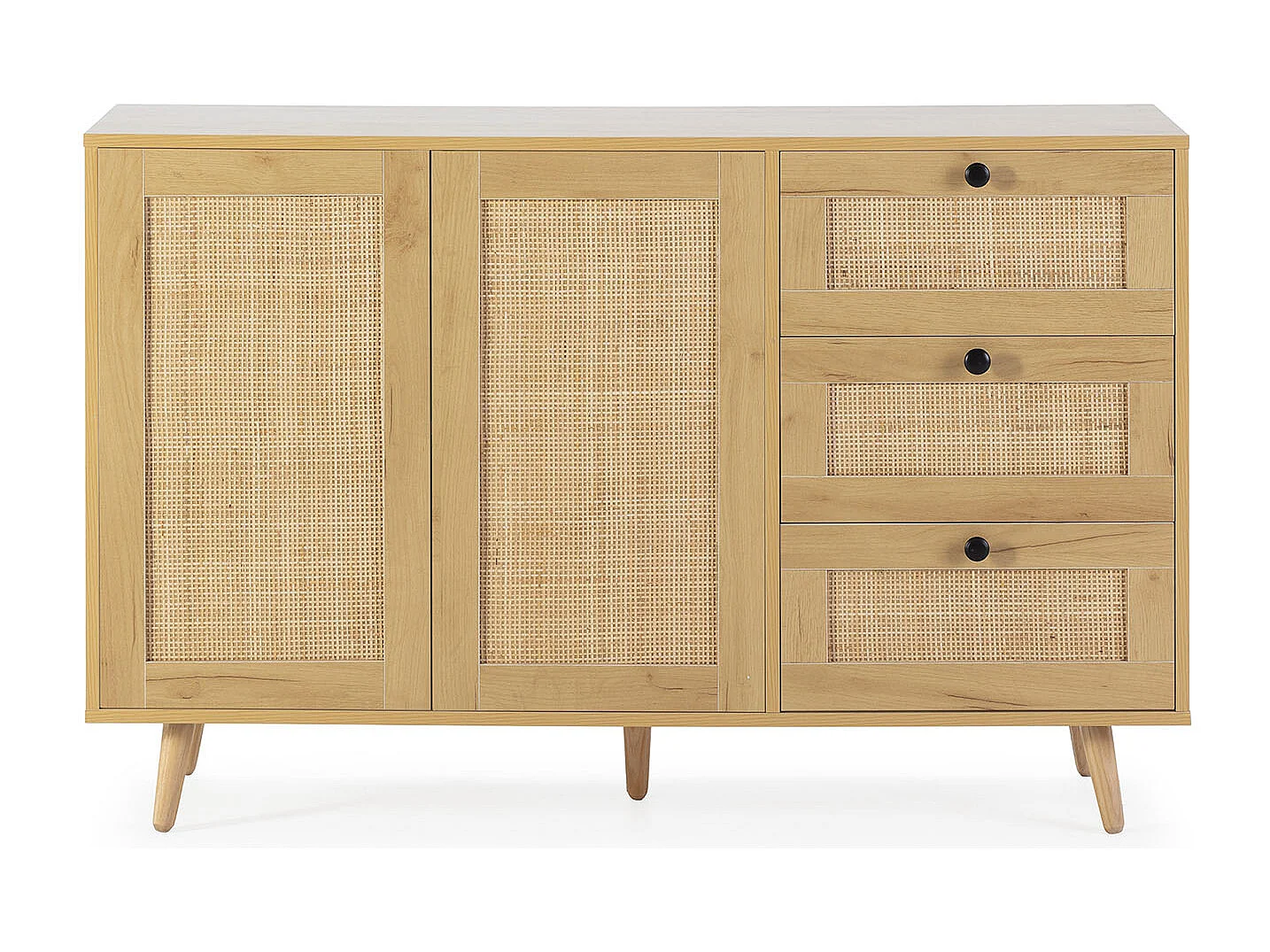Dressoir Bella 3 laden en 2 deuren eiken kleur, 120 cm