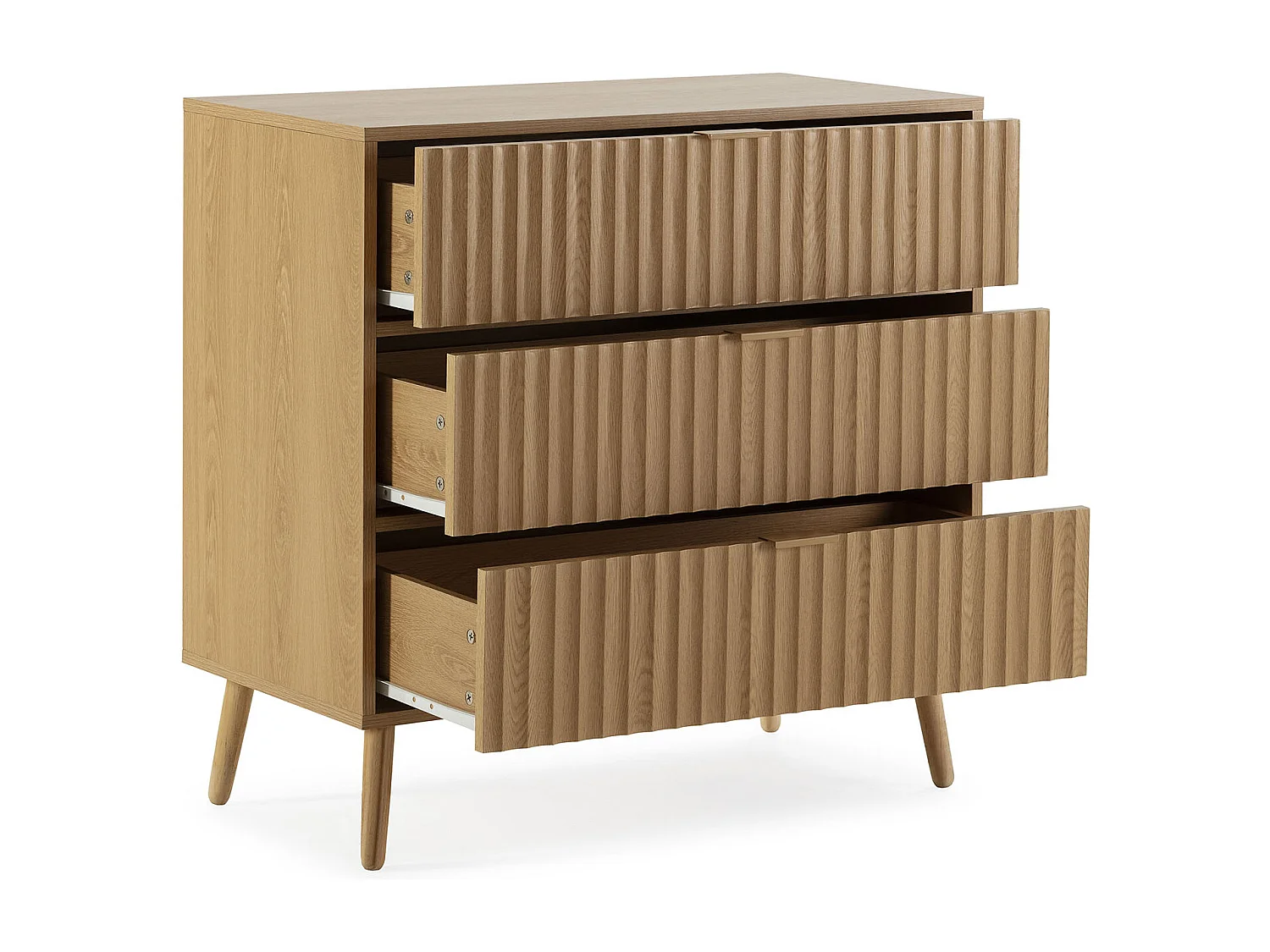 Kommode Kalma 4 Schubladen Schwarz/Eichenfarbe