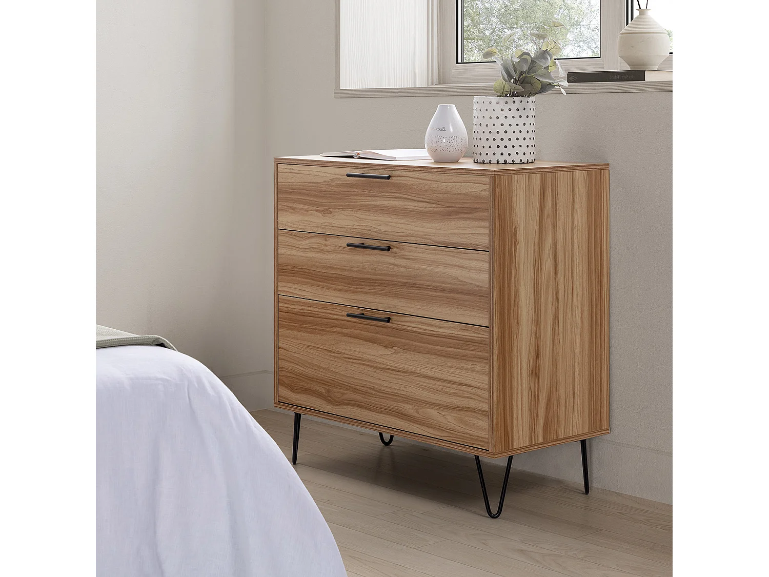 Kommode Lluvia 3 Schubladen Eiche Farbe