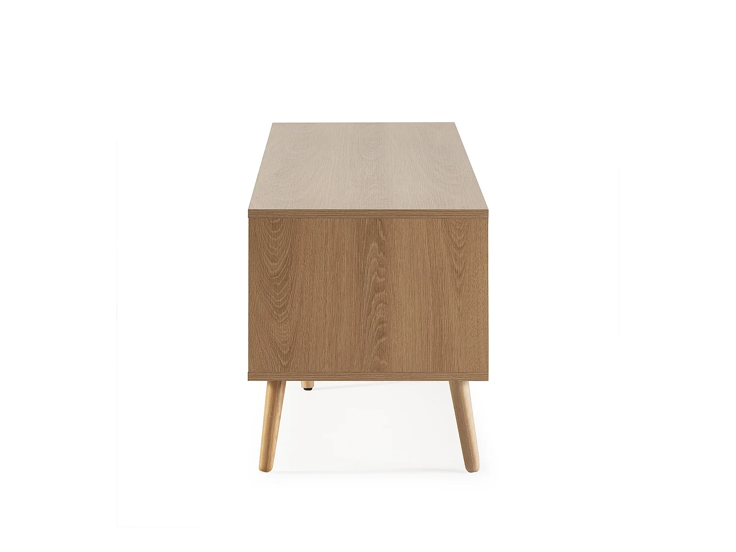 Meuble TV Lluvia 4 portes, coloris chêne, longueur 160 cm