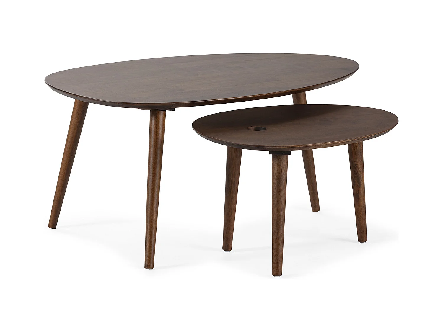 Set de 2 tables basses Eclipse couleur noyer, bois massif