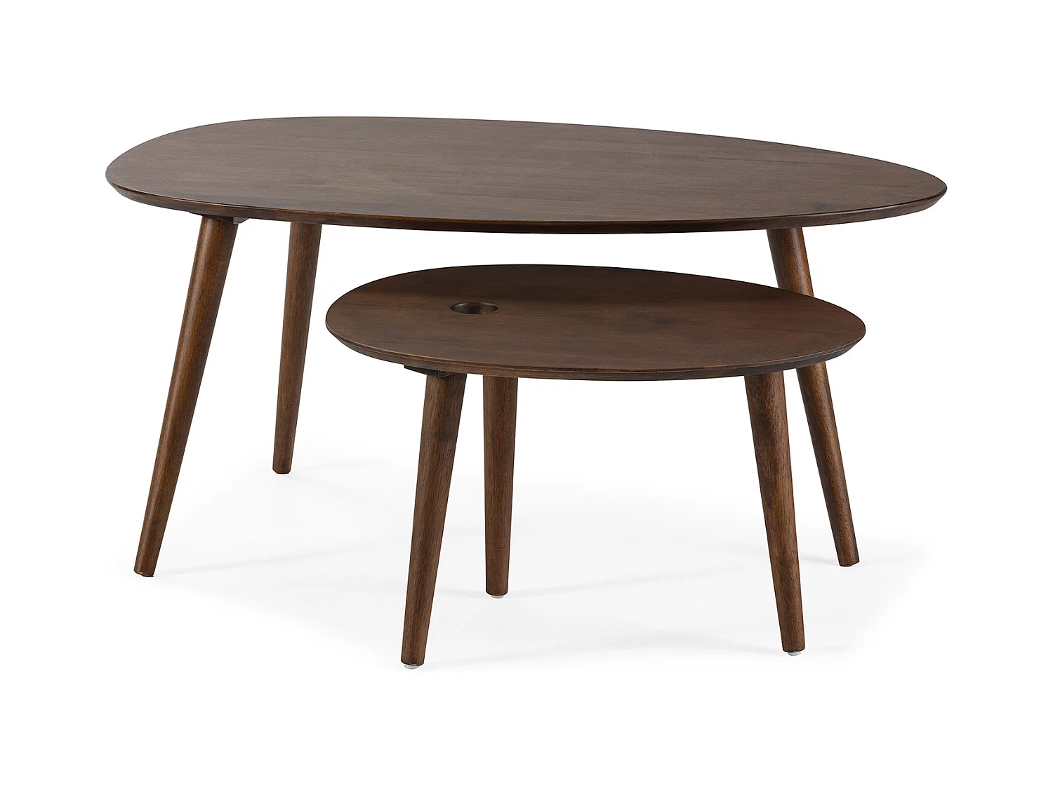 Set de 2 tables basses Eclipse couleur noyer, bois massif