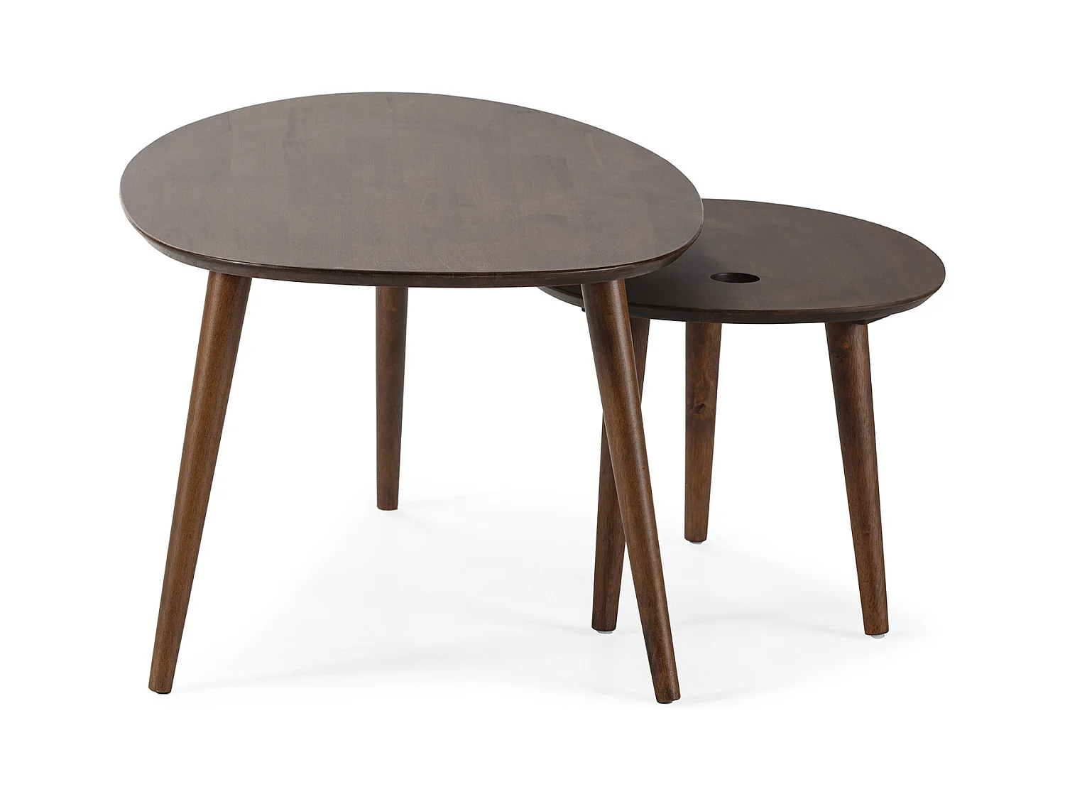 Set de 2 tables basses Eclipse couleur noyer, bois massif