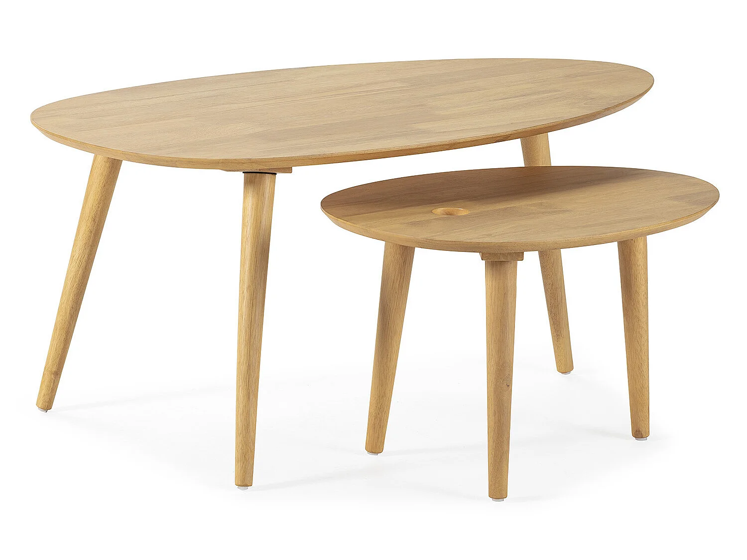 Set de 2 tables basses Eclipse couleur chêne, bois massif