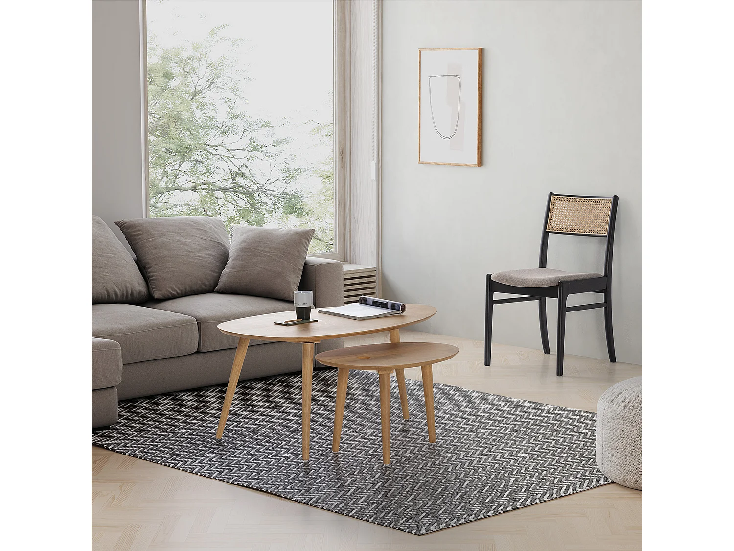 Set de 2 tables basses Eclipse couleur chêne, bois massif