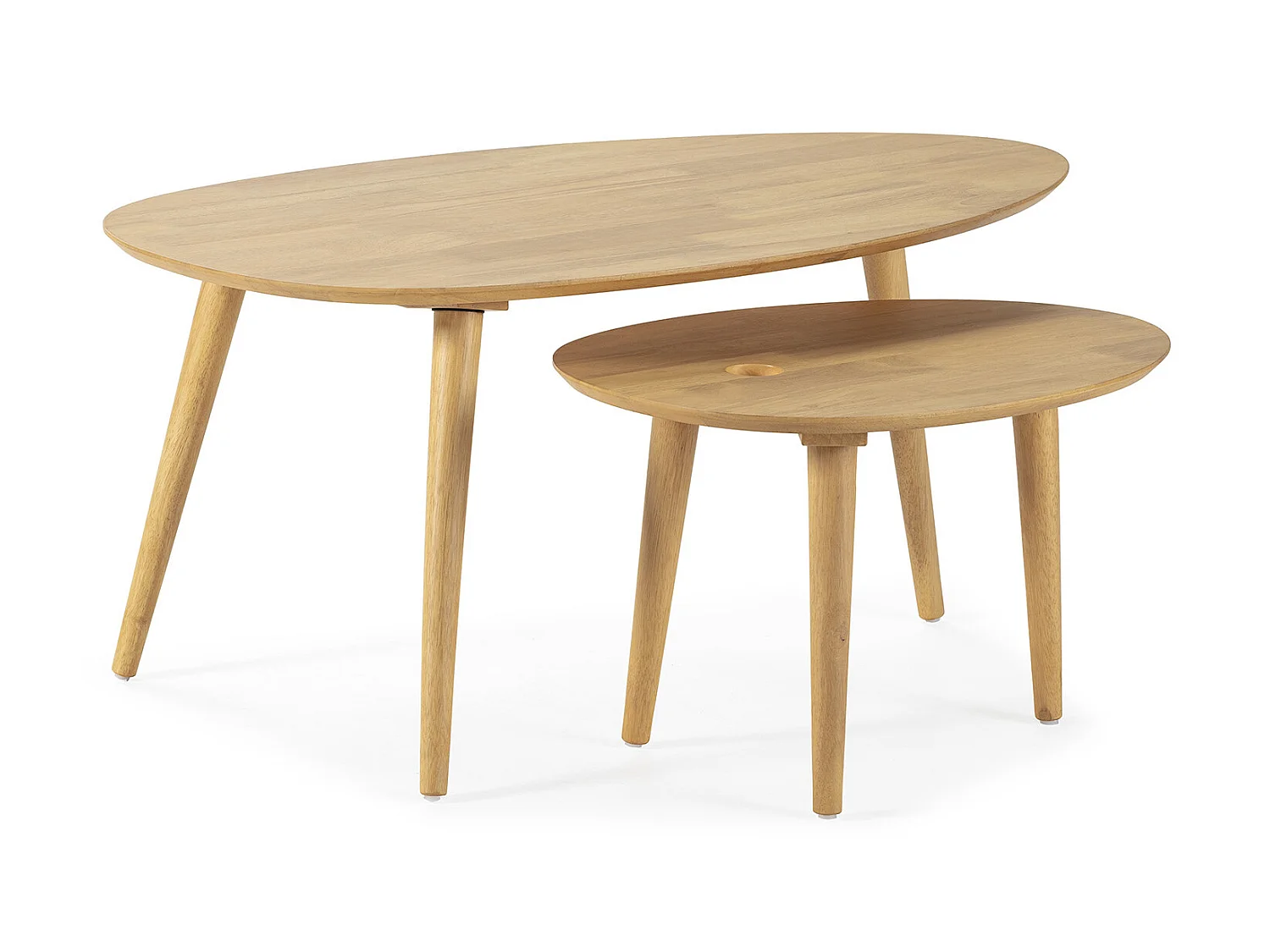 Set de 2 tables basses Eclipse couleur chêne, bois massif