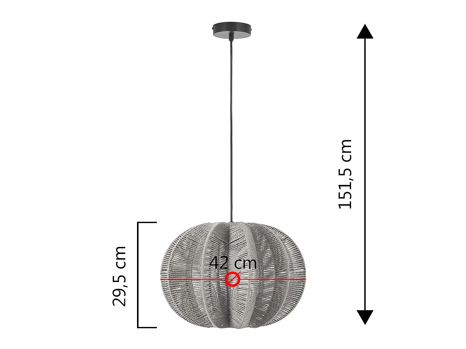 Lámpara de techo Kairi de papel trenzado, diámetro 42 cm