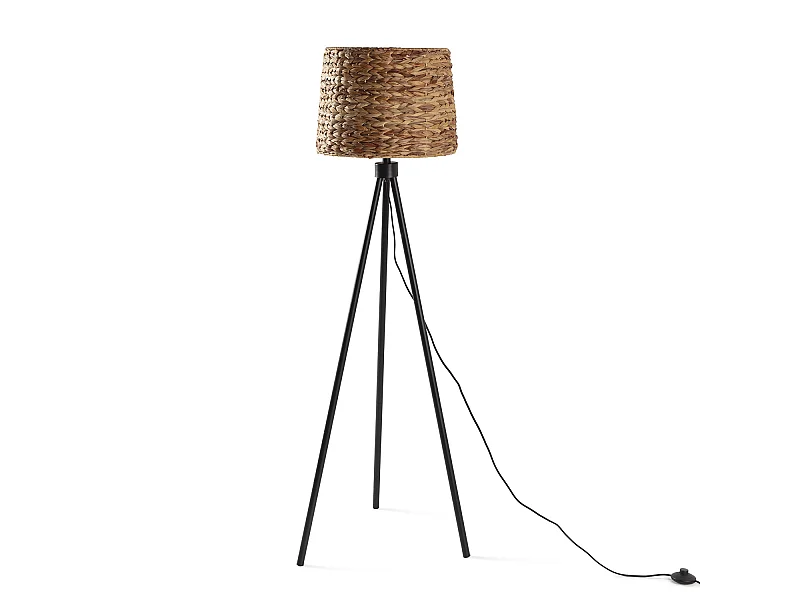 Staande lamp Kiomi van zeewier en metaal, hoogte 144 cm
