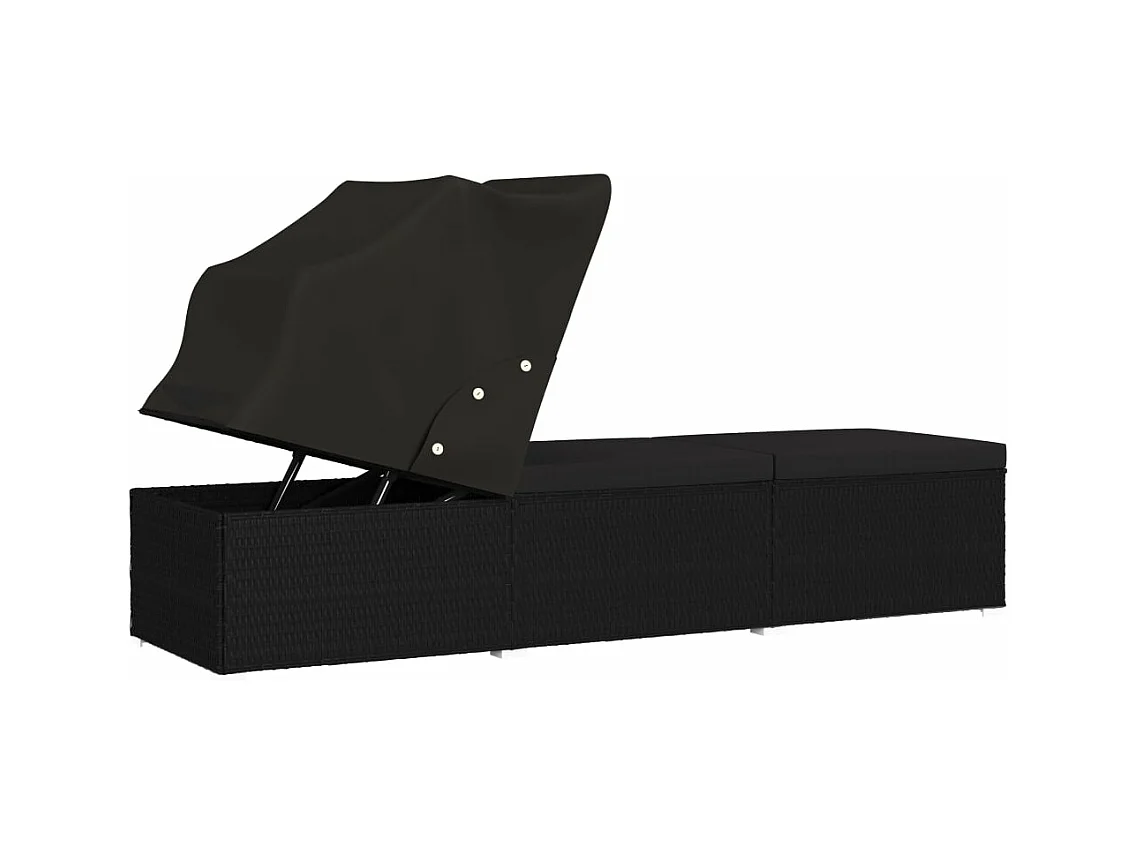 Transat chaise longue bain résine noire 195 x 60 x 110 cm 02_0012275