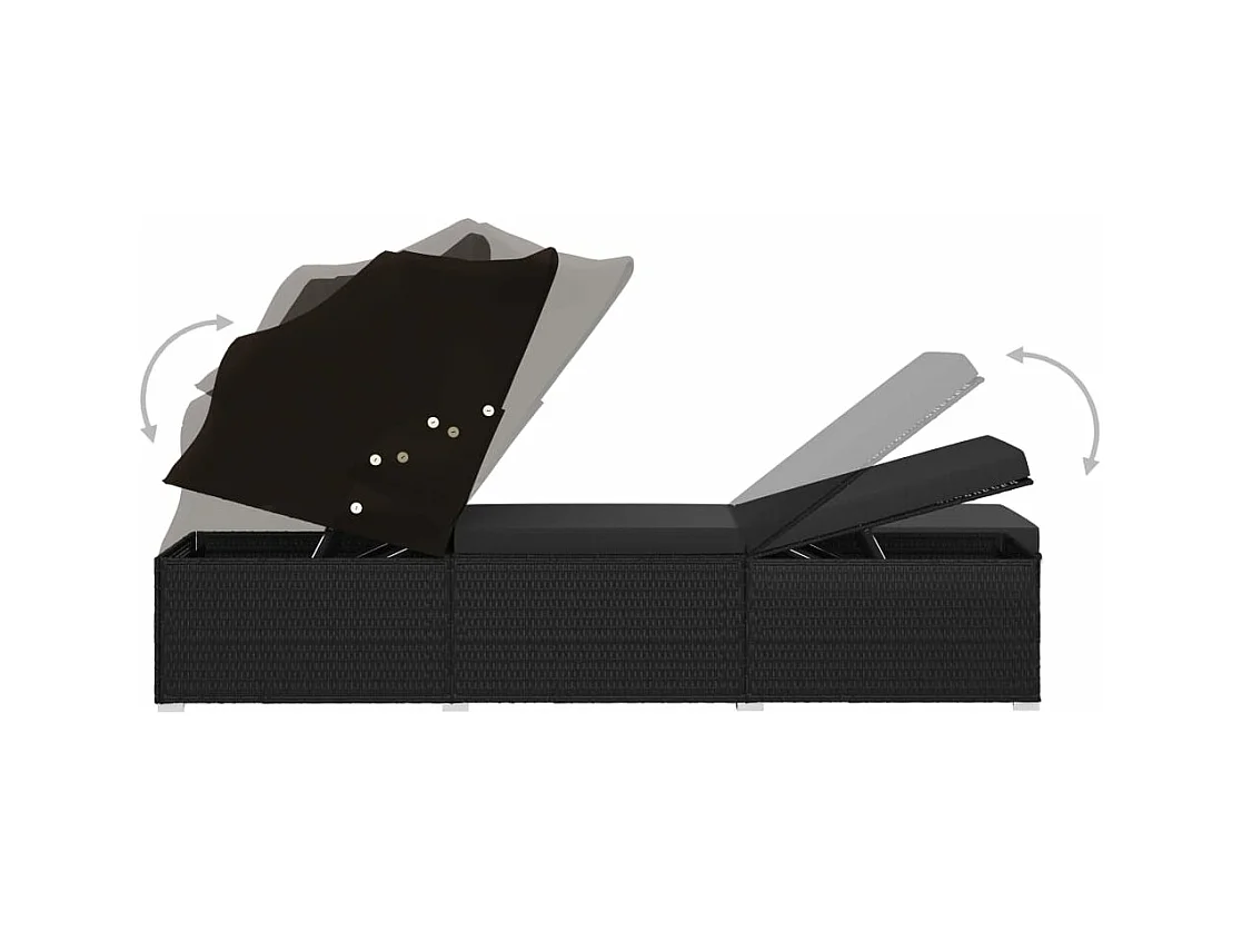 Transat chaise longue bain résine noire 195 x 60 x 110 cm 02_0012275
