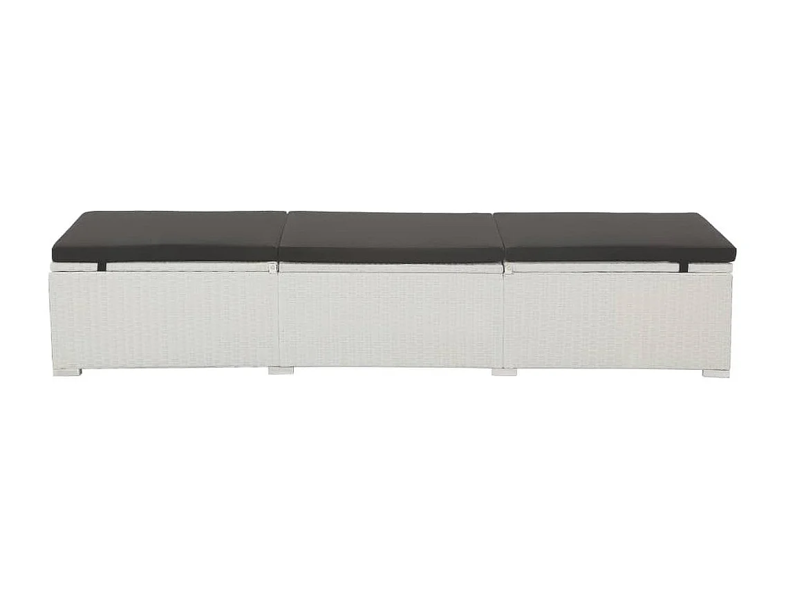 Tumbona tumbona para tomar el sol cama de jardín terraza muebles de exterior con cojín de resina tejido blanco 02_0012506