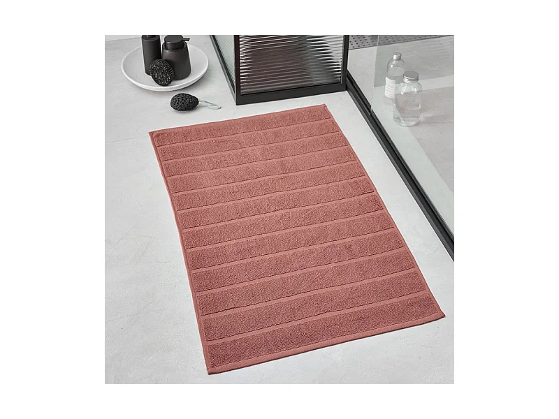 Tapis de bain 100% coton, 700 grammes m2.Terre cuite