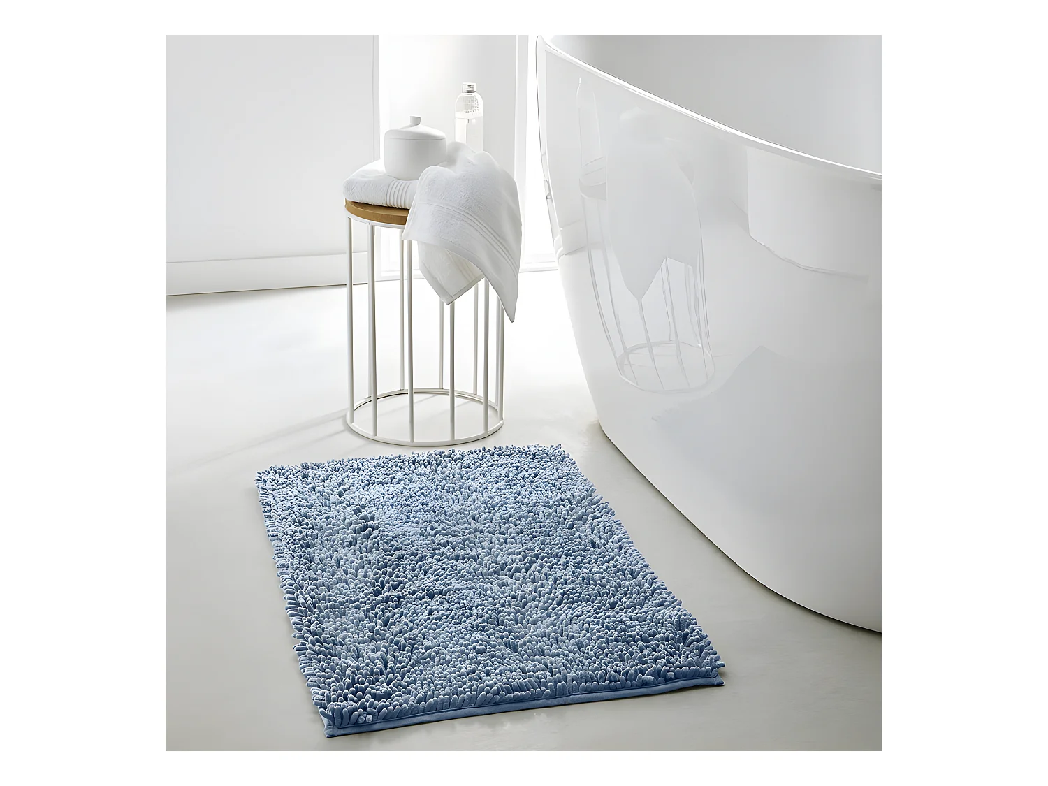 Badmat 100% polyester design rollers, 1700 gram m2 Denim