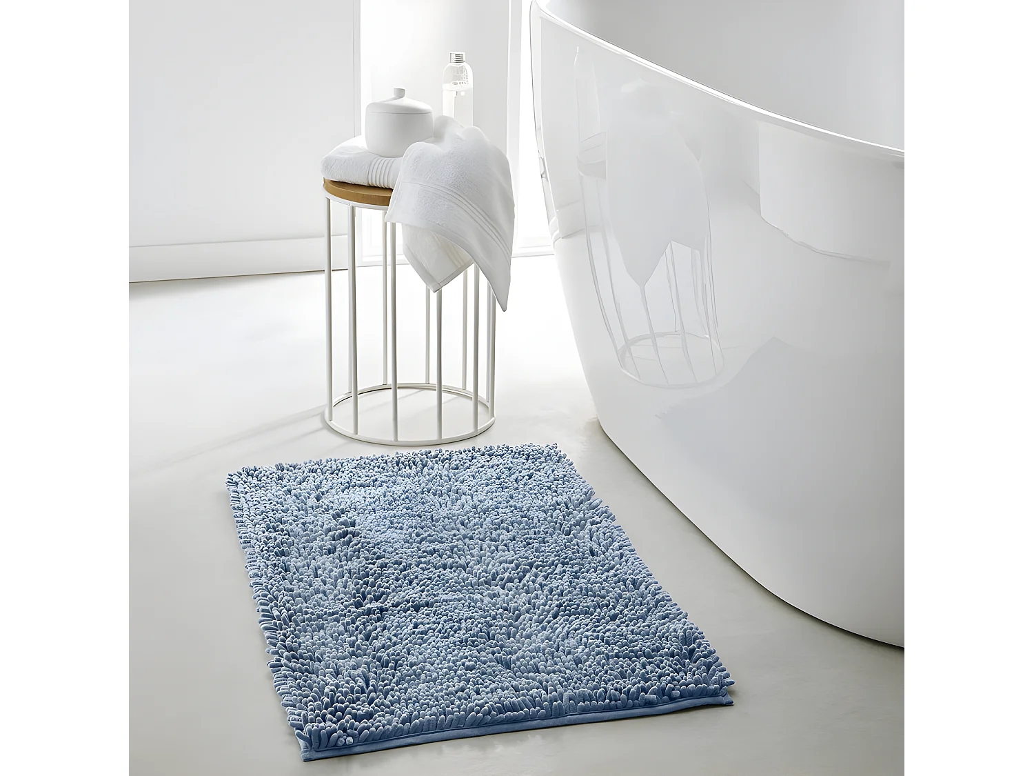 Badmat 100% polyester design rollers, 1700 gram m2 Denim