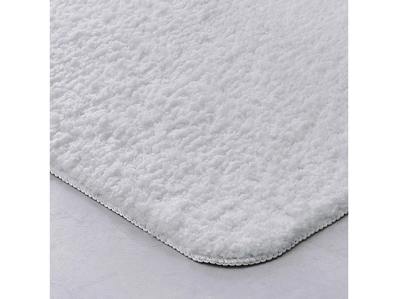 Tapis de bain 100% polyester design poil tufté, 1400 grammes m2.Blanc