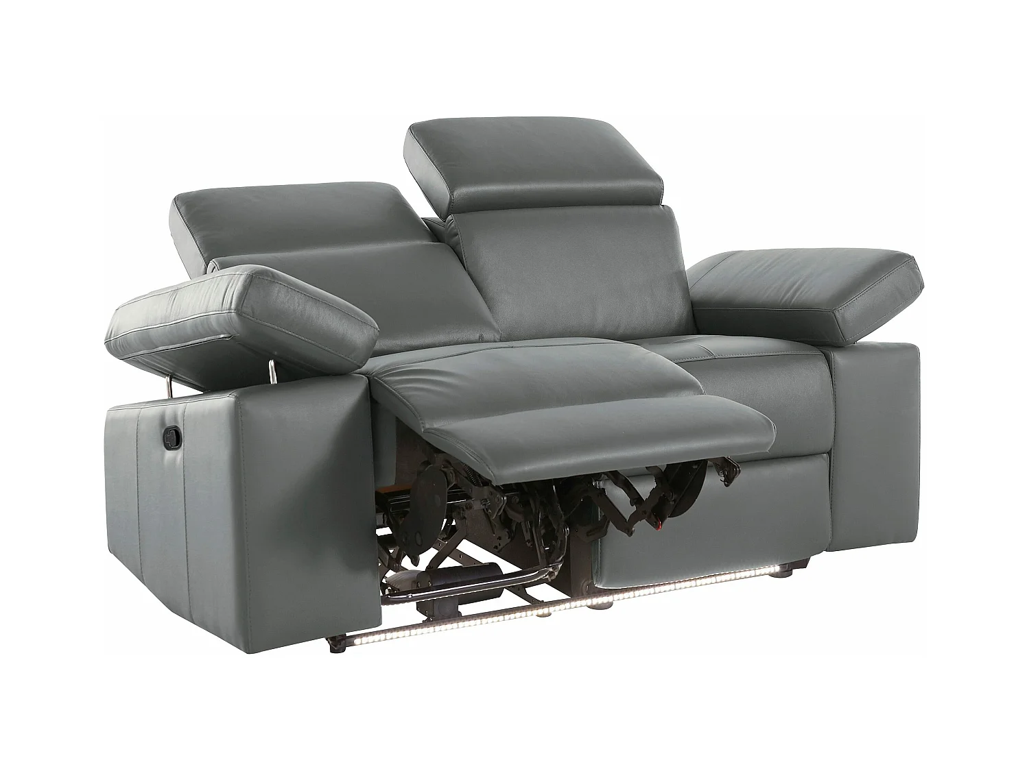 Rayland | Fauteuil inclinable 2 places électrique en cuir et PU gris