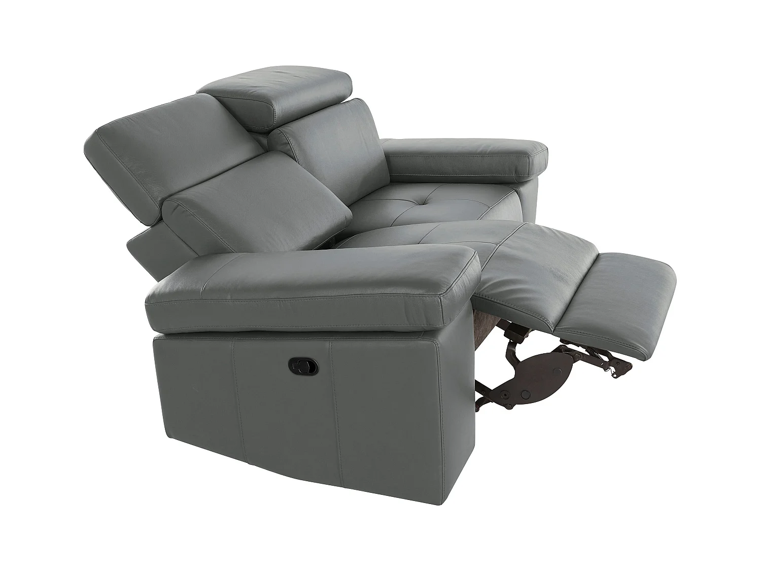 Rayland | Fauteuil inclinable 2 places électrique en cuir et PU gris