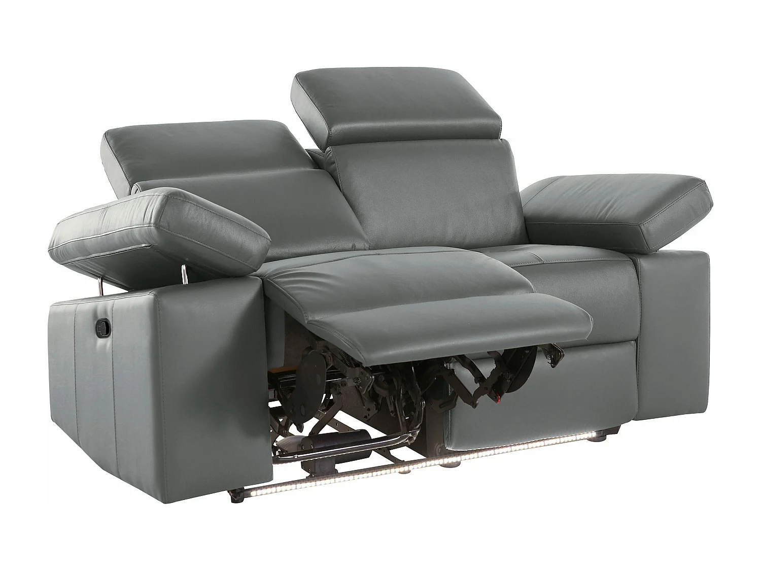 Rayland | Fauteuil inclinable 2 places électrique en cuir et PU gris