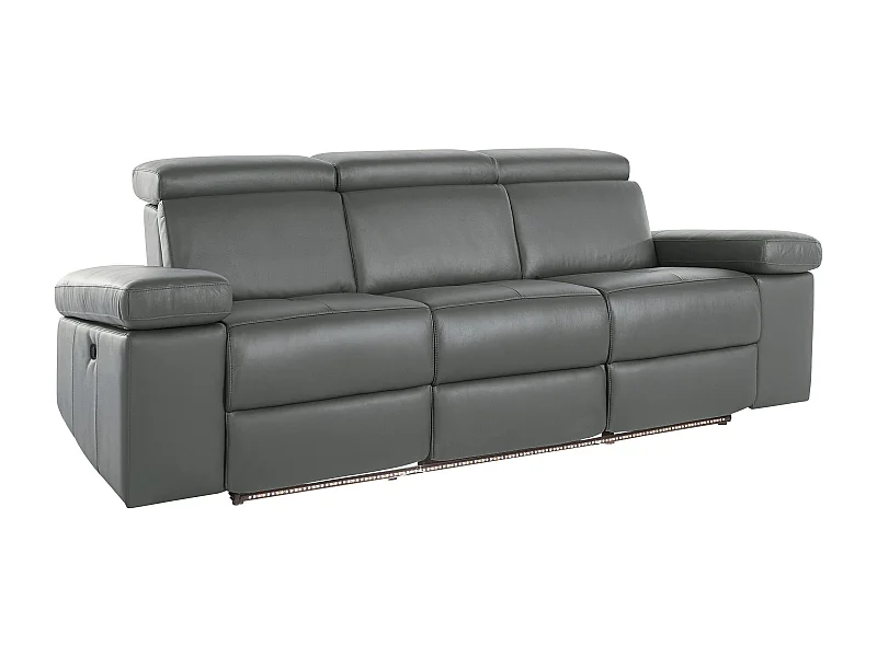 Rayland | Fauteuil inclinable 3 places électrique en cuir et PU gris