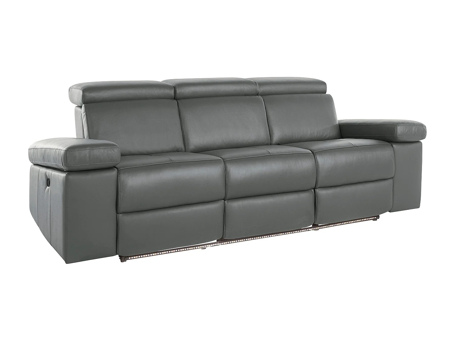 Rayland | Fauteuil inclinable 3 places électrique en cuir et PU gris