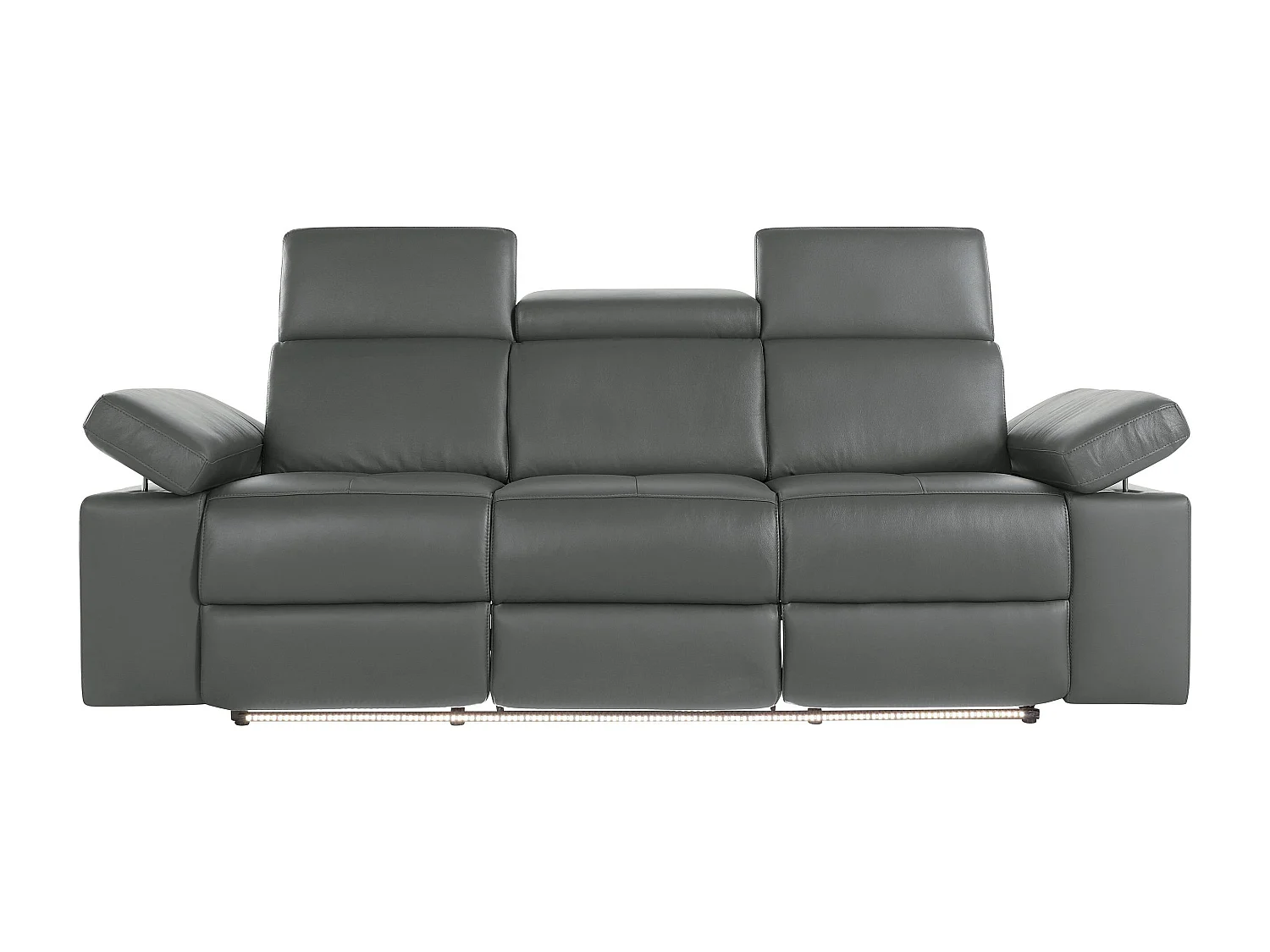 Rayland | Fauteuil inclinable 3 places électrique en cuir et PU gris