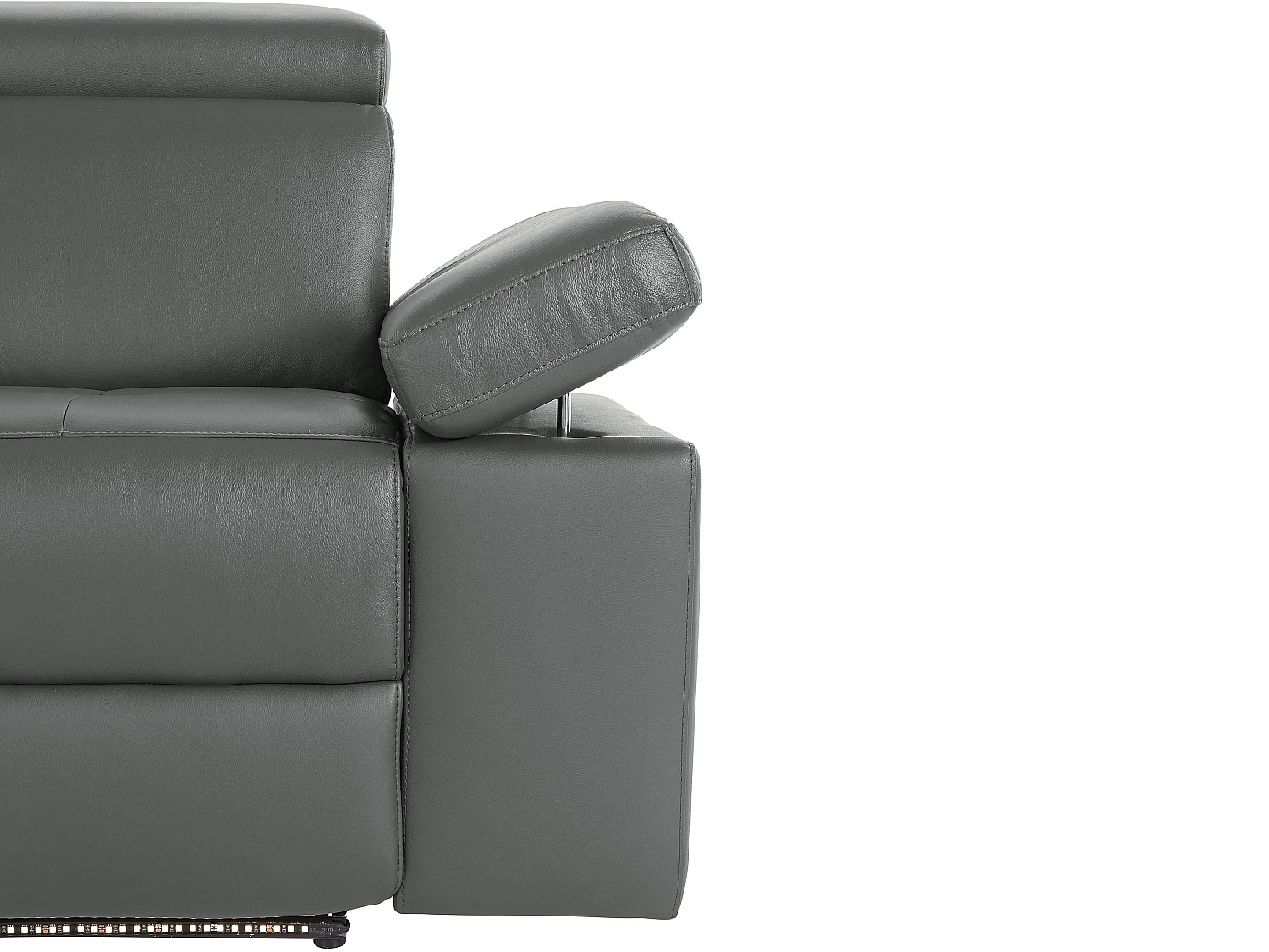 Rayland | Fauteuil inclinable 3 places électrique en cuir et PU gris