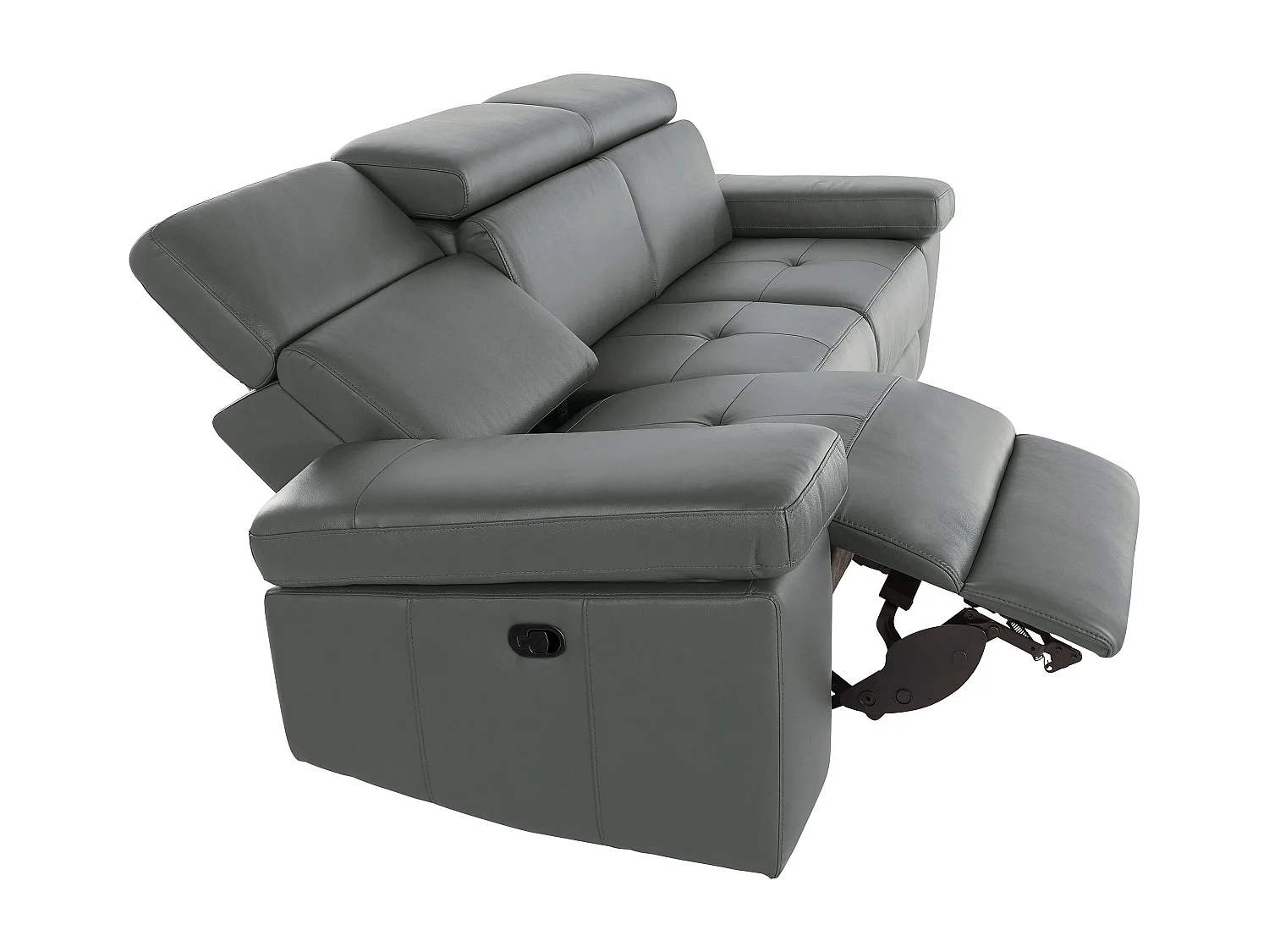 Rayland | Fauteuil inclinable 3 places électrique en cuir et PU gris