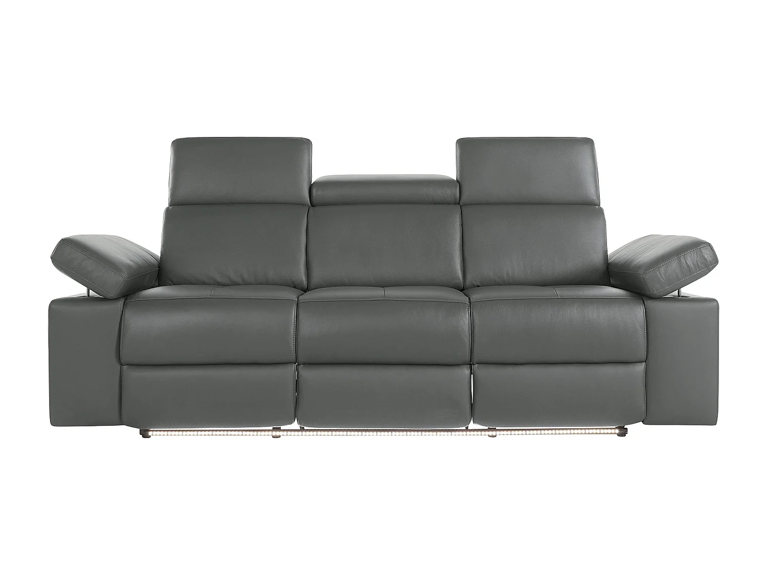 Rayland | Fauteuil relax 3 places manuel en cuir et PU gris